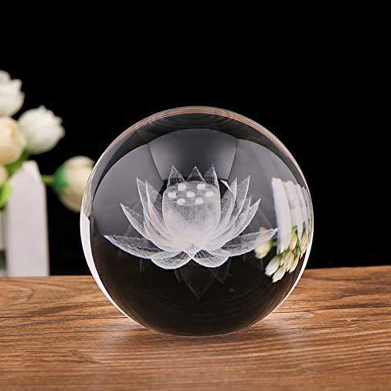 Decoración de bendición de loto de dragón de cristal blanco