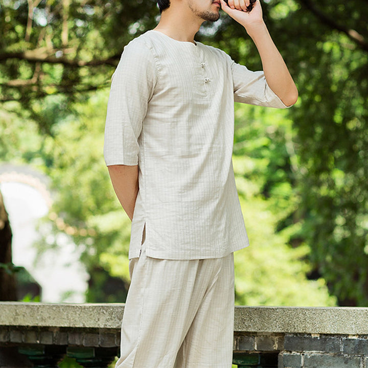 Conjunto de uniforme para hombre, ropa de práctica Zen espiritual, meditación , Buddha Stones
