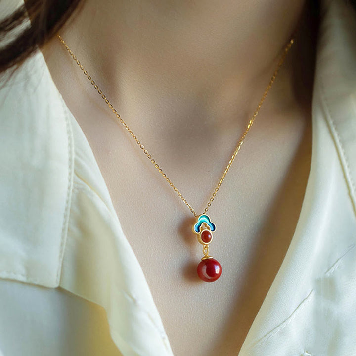 Juego de anillos y pendientes con colgante de ágata roja y cinabrio chapado en plata de ley 925 con Buddha Stones
