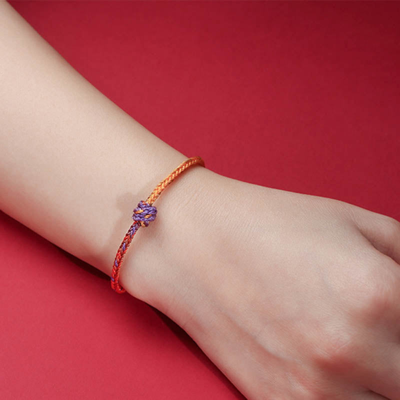 Pulsera de cuerda trenzada roja de oro púrpura colorida hecha a mano con Buddha Stones