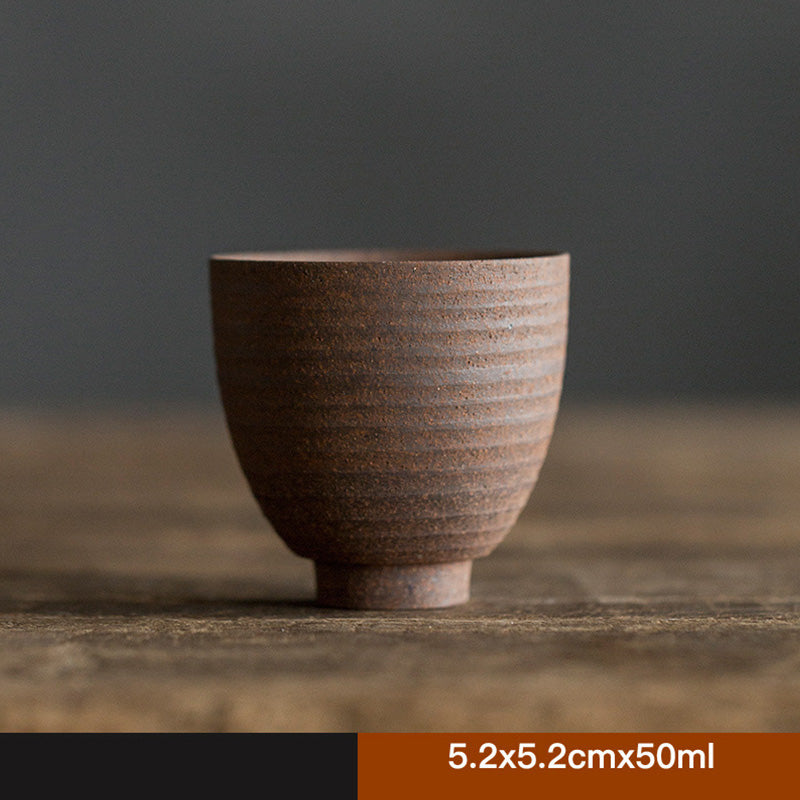Taza de té de cerámica marrón Retro hecha a mano con Buddha Stones, taza de té de Kung Fu