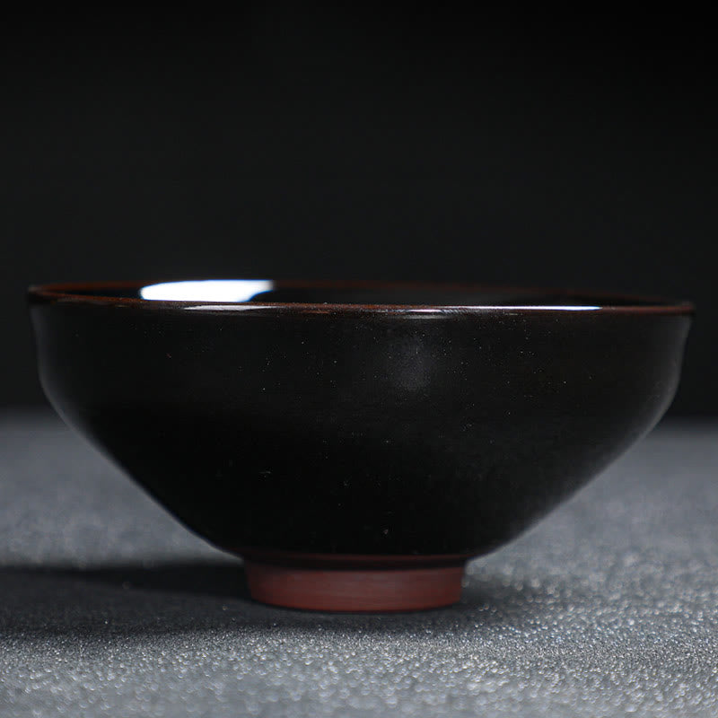 Buddha Stones, hoja de arce dorada, taza de té de cerámica china Jianzhan, tazón de taza de té Tenmoku Kung Fu