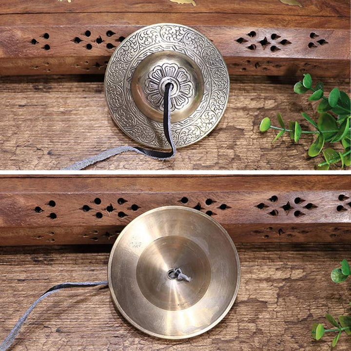 Campana tibetana Tingsha, nube auspiciosa, seis palabras verdaderas, decoración de riqueza de cobre