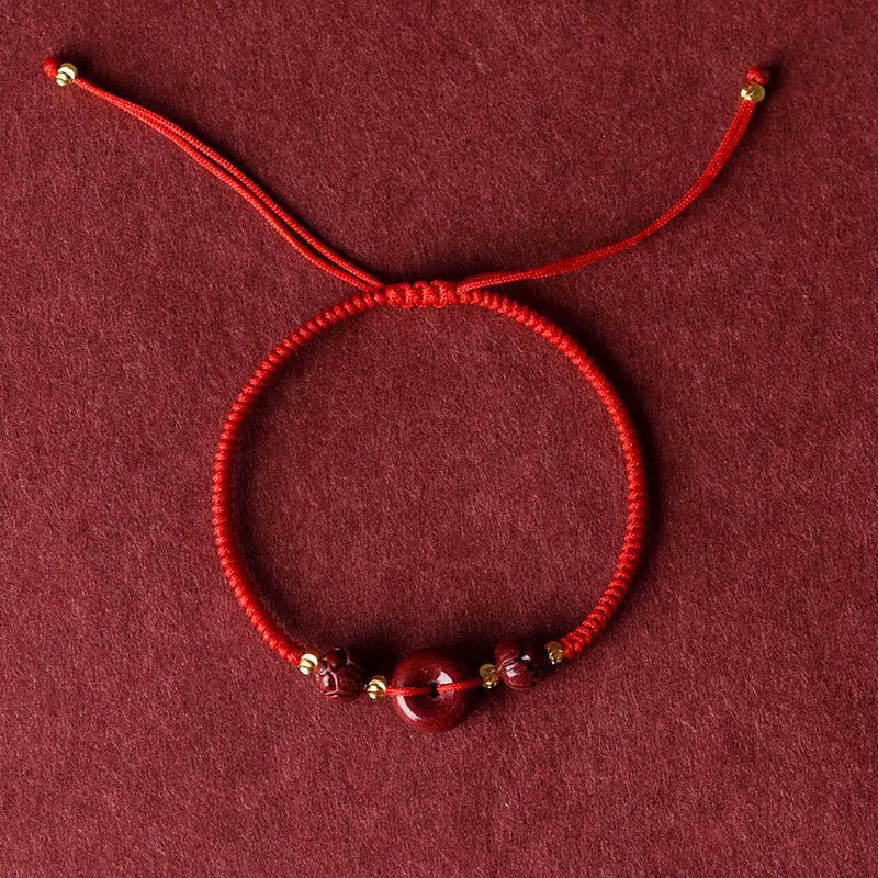 Pulsera trenzada de bendición con hebilla de paz y cinabrio de loto hecha a mano con Buddha Stones - image 11
