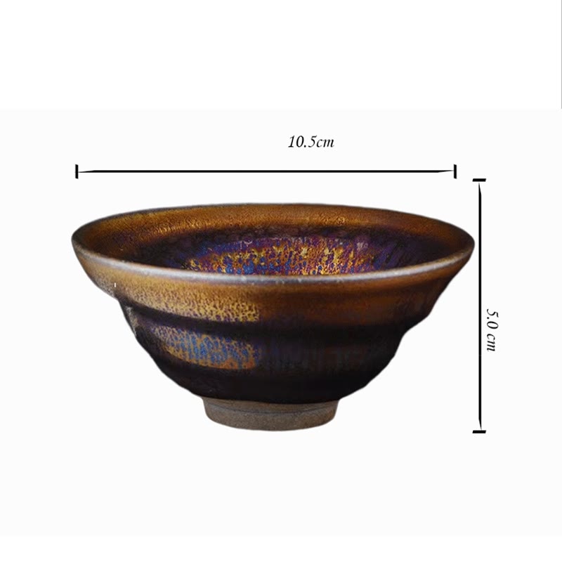 Taza de té de cerámica esmaltada de Vía Láctea colorida Jianzhan chino con Buddha Stones, taza de té Tenmoku Kung Fu