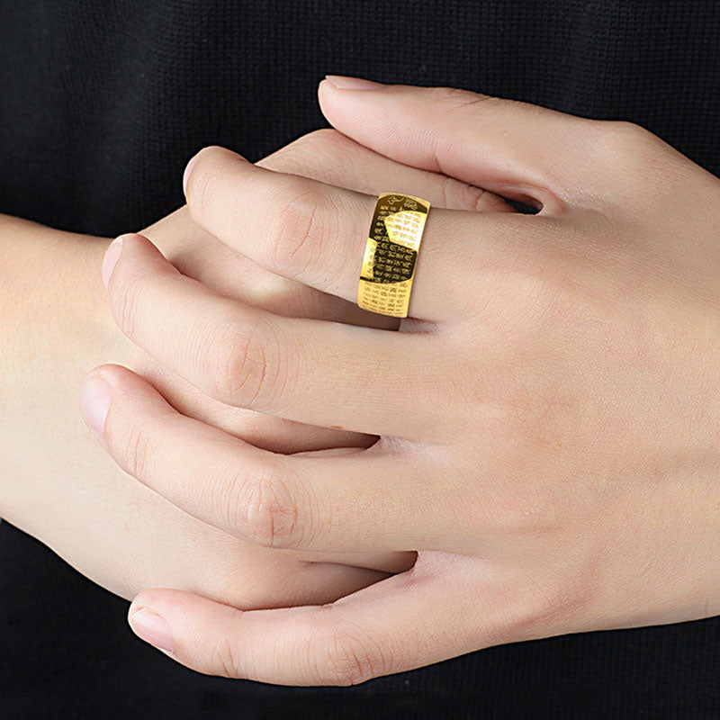 Anillo de la suerte del Sutra del corazón antiguo del budismo FengShui de Buddha Stones