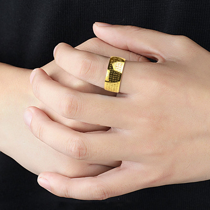 Anillo de la suerte del Sutra del corazón antiguo del budismo FengShui de Buddha Stones