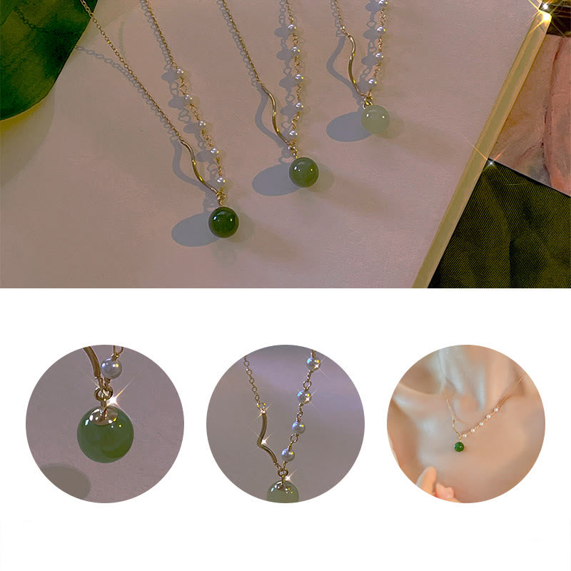 Piedras de BudaColgante de collar de cuentas de suerte de perlas de jade natural de Hetian - image 11