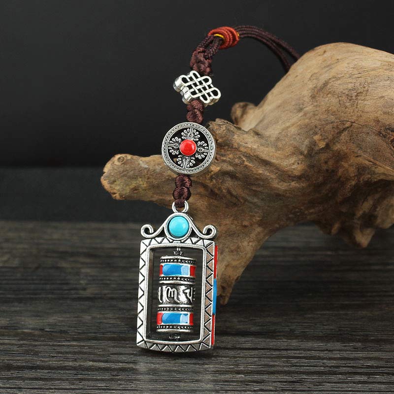 Seis palabras verdaderas rueda de oración rotación nudo bendición llavero decoración
