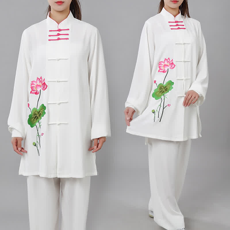 Conjunto de ropa para mujer con diseño de hojas y flores de loto y piedras de Buddha Stones para meditación, tai chi, oración y práctica espiritual zen - image 3