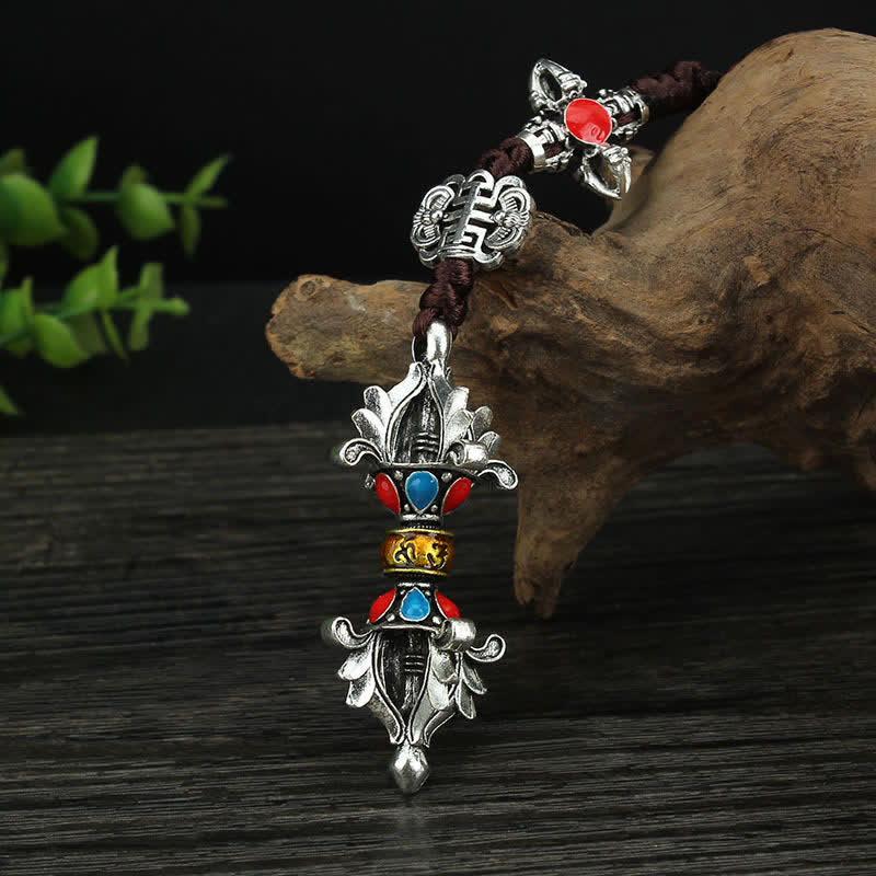 Rueda de oración Tíbet Om Mani Padme Hum, bolsa giratoria de paz, decoración colgante para coche
