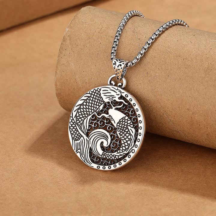 Collar curativo de peces Koi de cobre tibetano con Buddha Stones