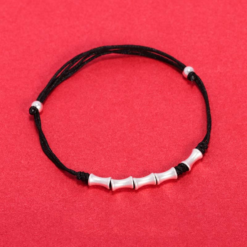 Pulsera trenzada de la suerte con diseño de bambú de plata de ley 925 con Buddha Stones