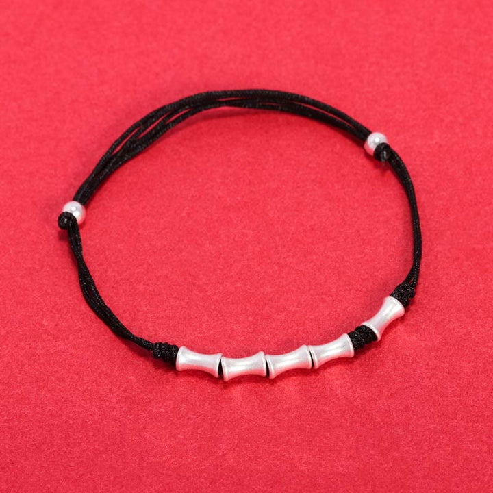 Pulsera trenzada de la suerte con diseño de bambú de plata de ley 925 con Buddha Stones
