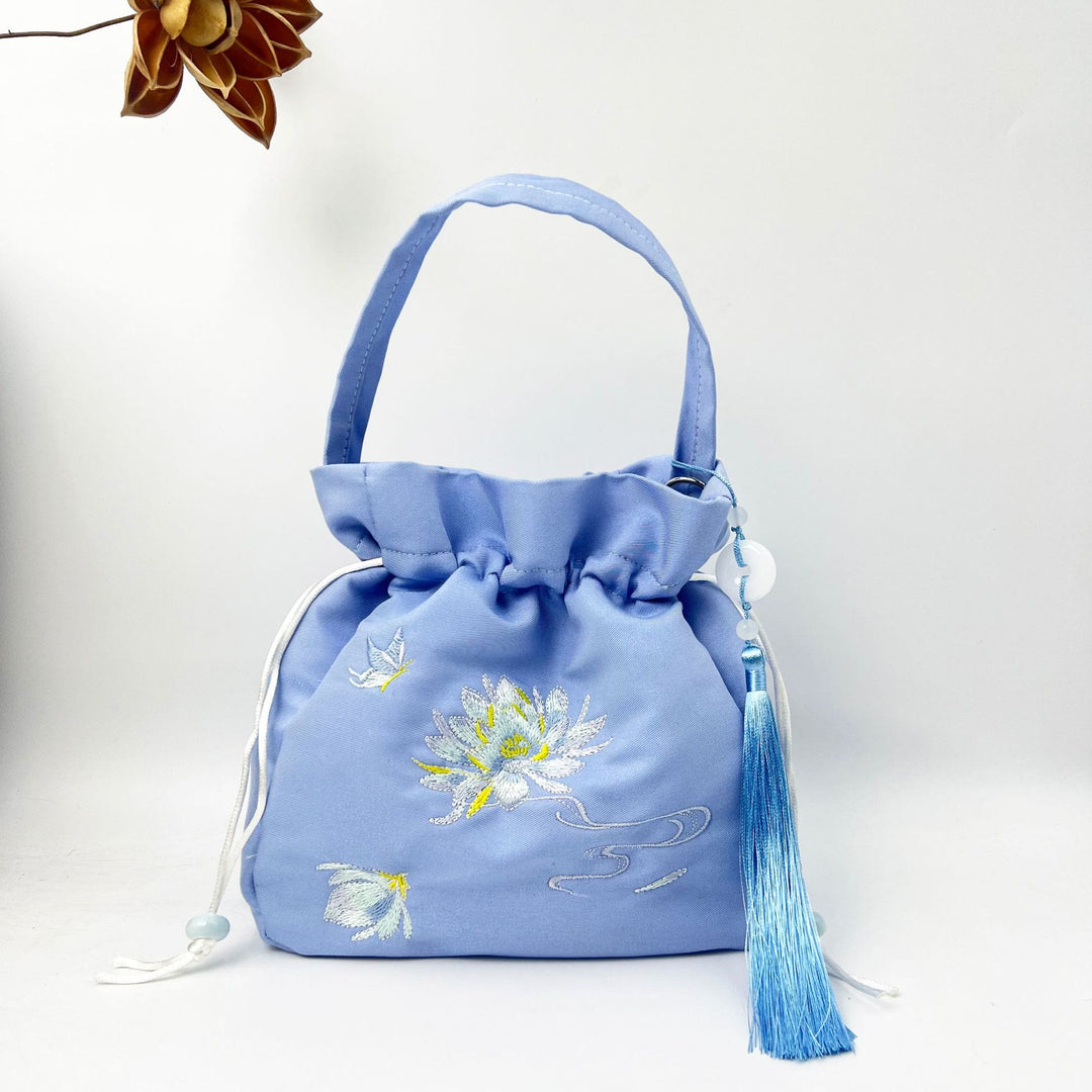 Buddha Stones Bordadas Loto Koi Pez Grulla Camelia Algodón Lino Tote Bandolera Bolso Bandolera Bolso