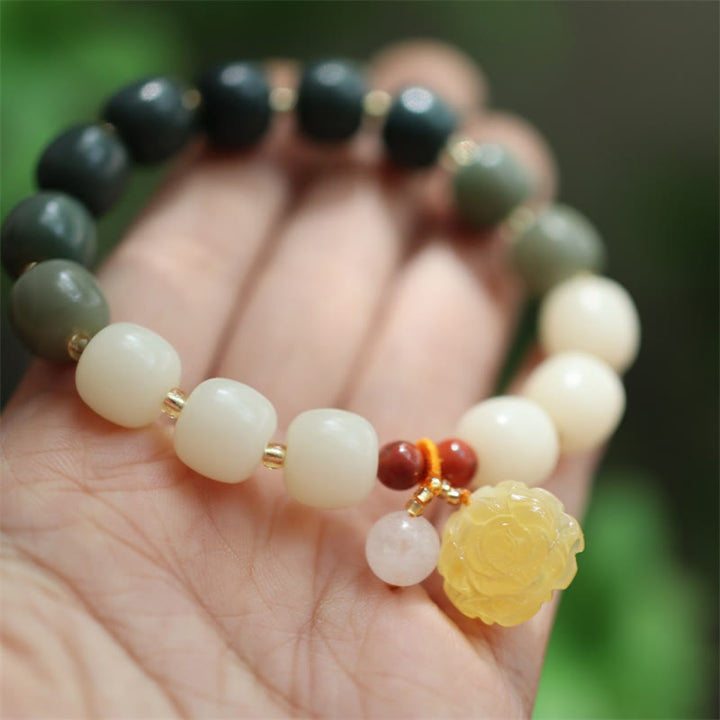 Pulsera de la paz del loto del ámbar de la semilla de Bodhi del gradiente de las Buddha Stones