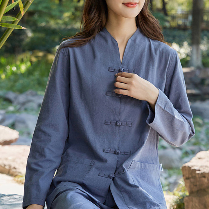 Conjunto de ropa de lino y algodón para mujer, uniforme de oración, meditación, Yoga, práctica Zen espiritual , Buddha Stones - image 9