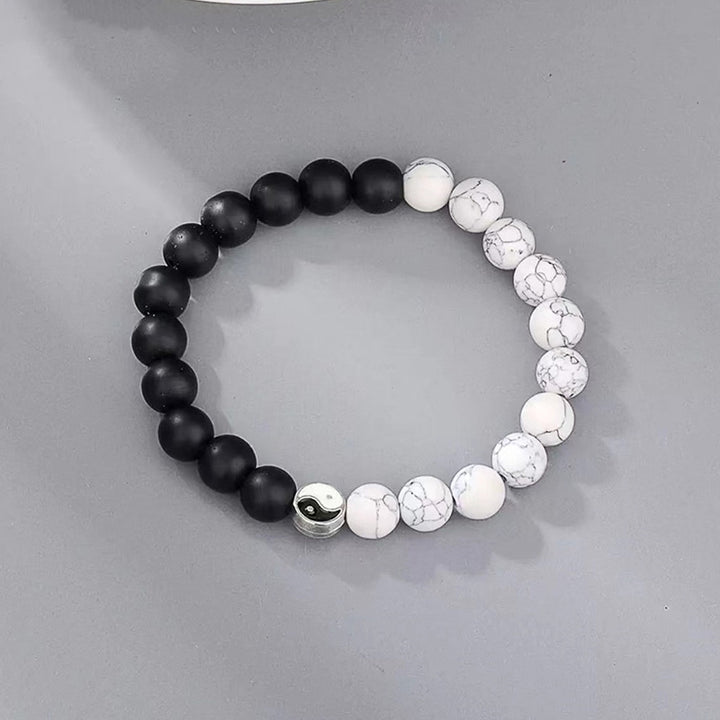 Buddha Stones, 3 uds., turquesa blanca Natural, cuentas de piedra esmerilada, pulsera de riqueza Yin Yang