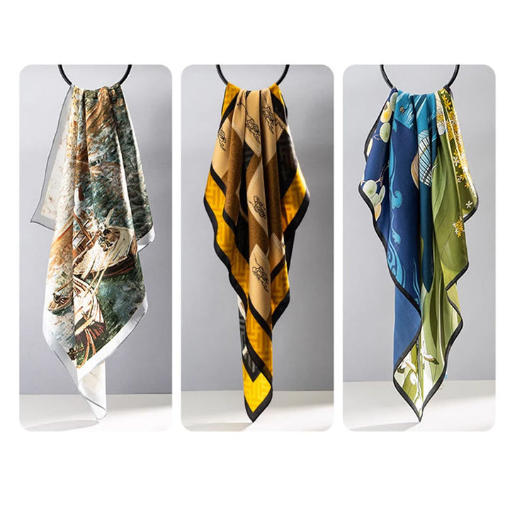 Bufanda de seda de morera 100% con pintura al óleo de jungla de Buddha Stones , bufanda de cuello de seda de doble cara de grado superior 6A - image 31