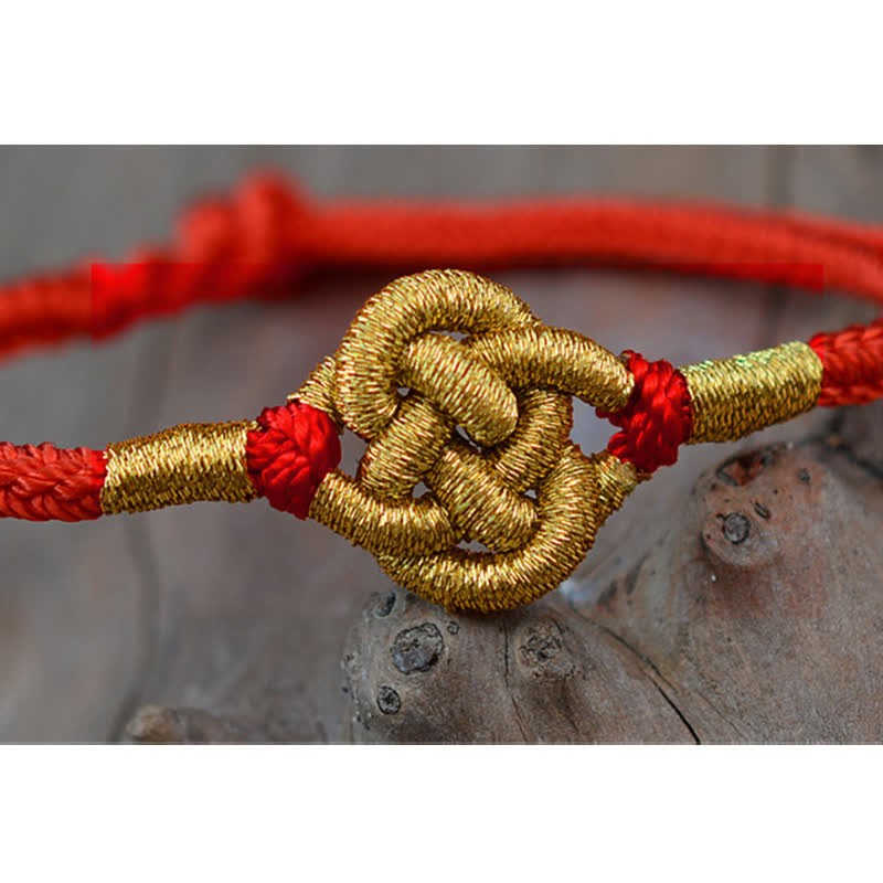 Pulsera de cuerda trenzada de fuerza de la suerte anudada china de diseño simple hecha a mano