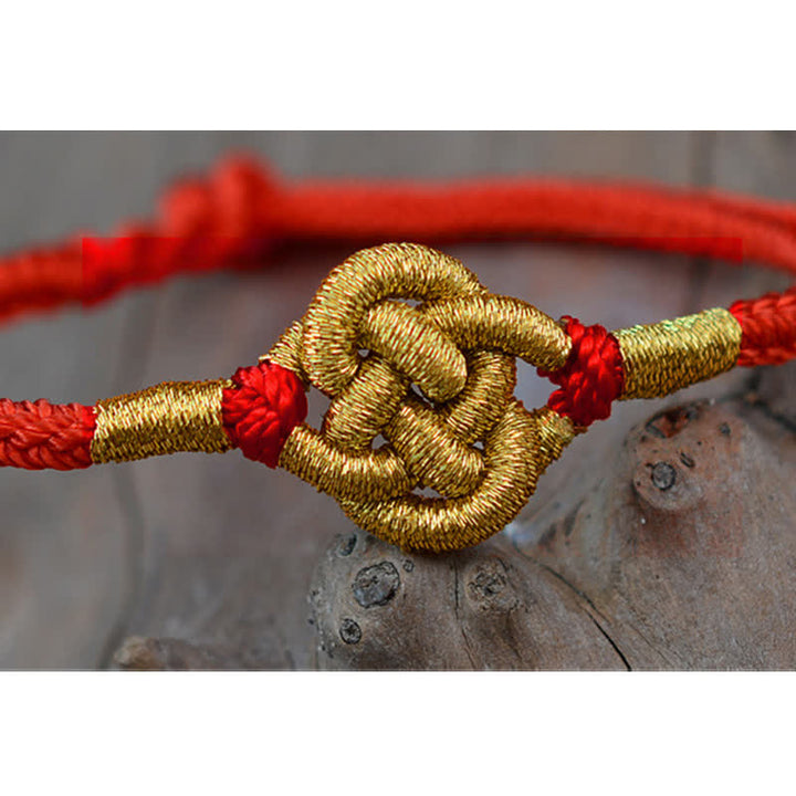 Pulsera de cuerda trenzada de fuerza de la suerte anudada china de diseño simple hecha a mano