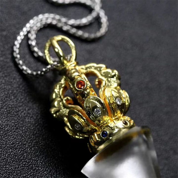 Buddha Stones tibetano Dorje Vajra 4 puntas Lotus Liuli cristal fuerza collar colgante