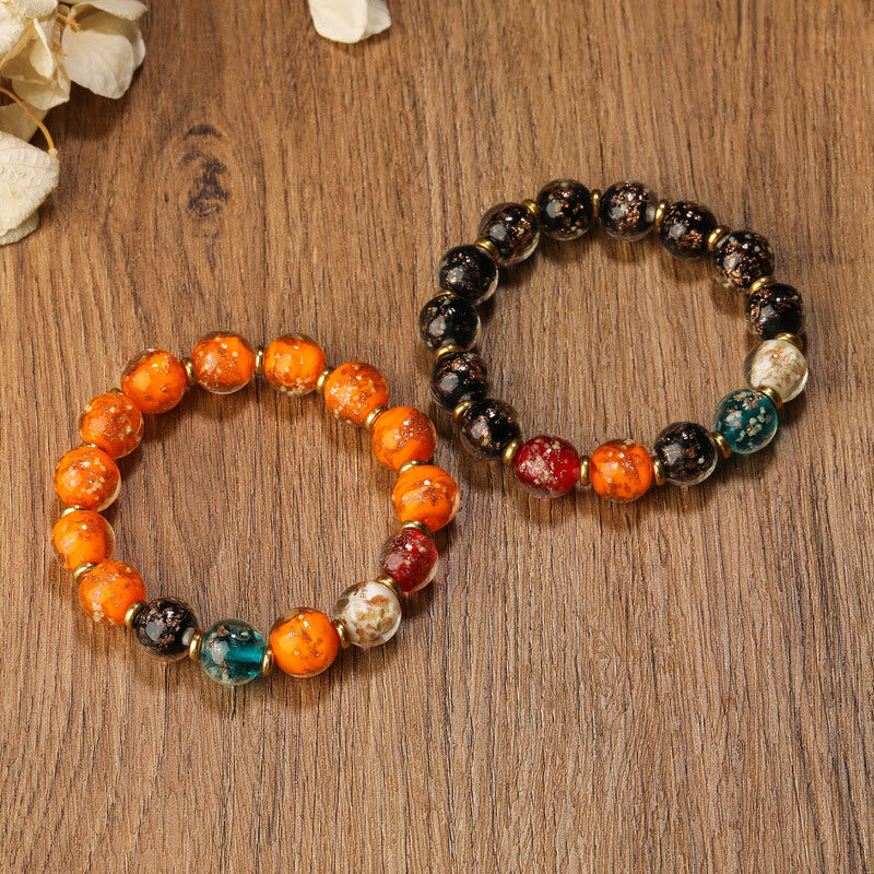 Pulsera fluorescente de la suerte con cuentas de cristal Liuli luminosas de Buddha Stones