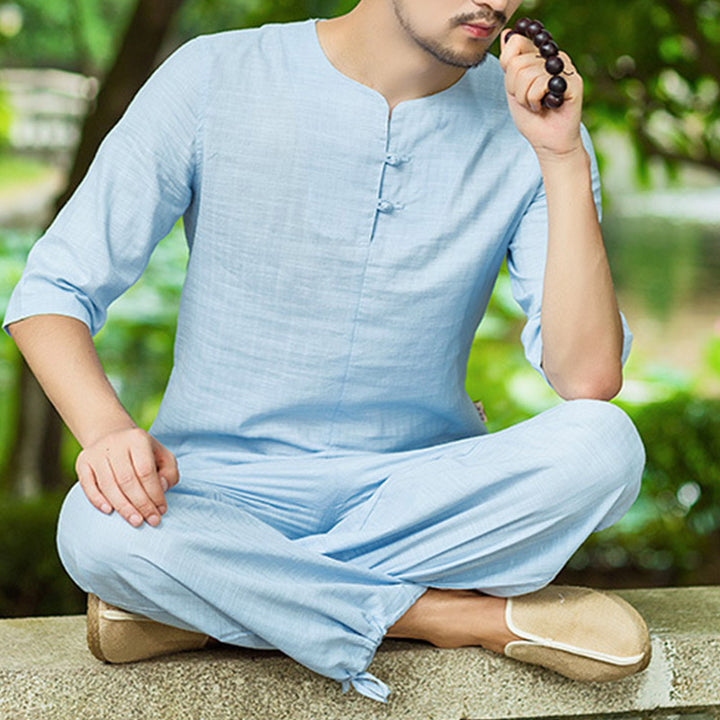 Conjunto de uniforme para hombre, ropa de práctica Zen espiritual, meditación , Buddha Stones