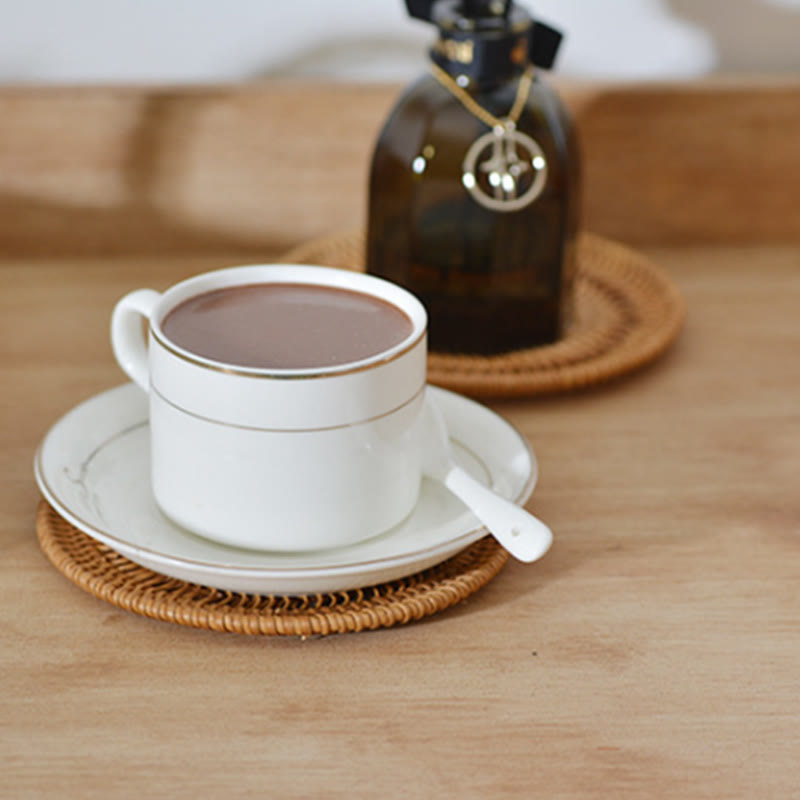 Posavasos de cerámica con estampado de flores, tapete para taza de té