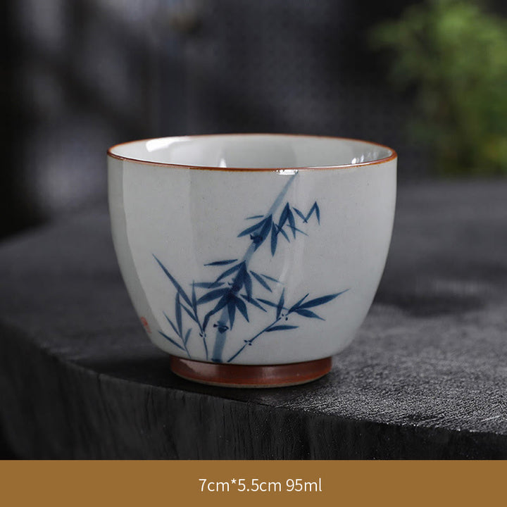 Tazas de té de cerámica de bambú con hojas de flor de loto y Buddha Stones, tazas de té de Kung Fu