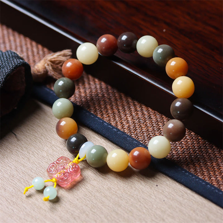 Pulsera de la paz con dije de cristal Liuli, semilla de Bodhi, gradiente multicolor Natural, Buddha Stones