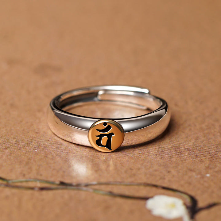Anillo de paz de Buda Natal con Buddha Stones de Buda tibetanas Om Mani Padme Hum talladas del zodíaco chino