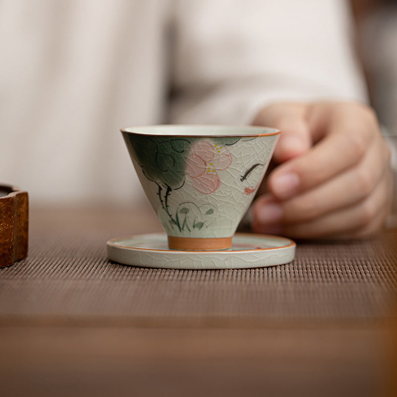 Taza de té de cerámica con Buddha Stones , barco caqui, pez Koi, loto, taza de té de Kung Fu, 50ml