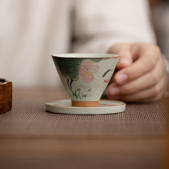 Taza de té de cerámica con Buddha Stones , barco caqui, pez Koi, loto, taza de té de Kung Fu, 50ml