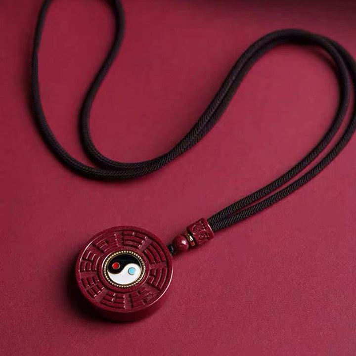 Buddha Stones cinabrio Natural Bagua giratorio Yin Yang mantener alejados los espíritus malignos COLLAR COLGANTE - image 3