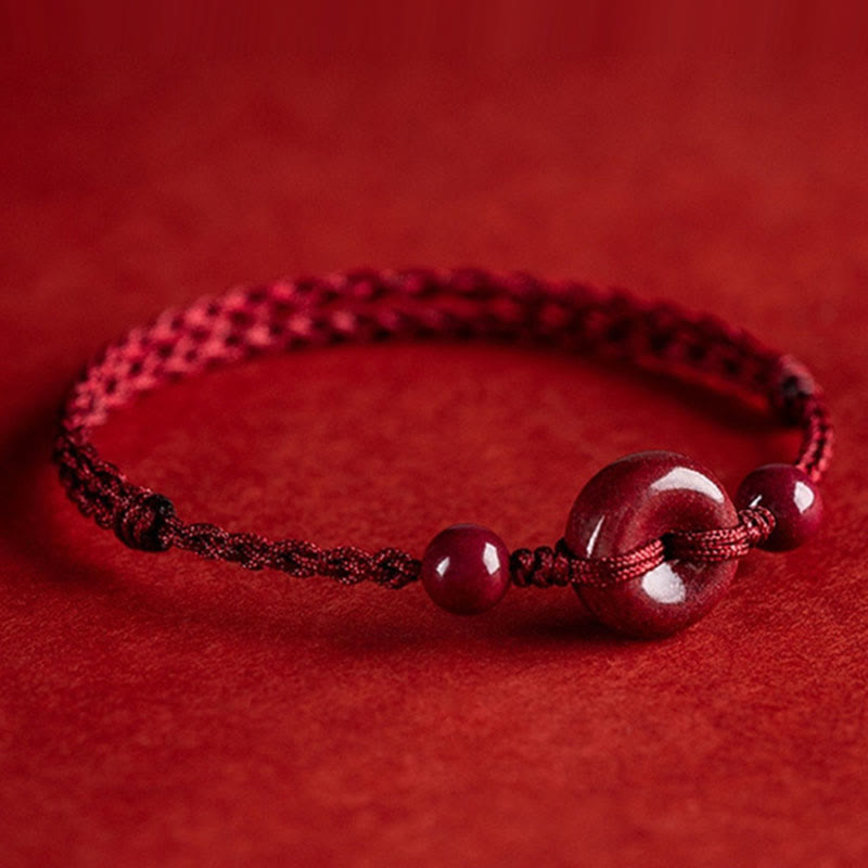 Pulsera tobillera con hebilla de paz de cinabrio hecha a mano con Buddha Stones, abalorio seguro y saludable, pulsera de bendición