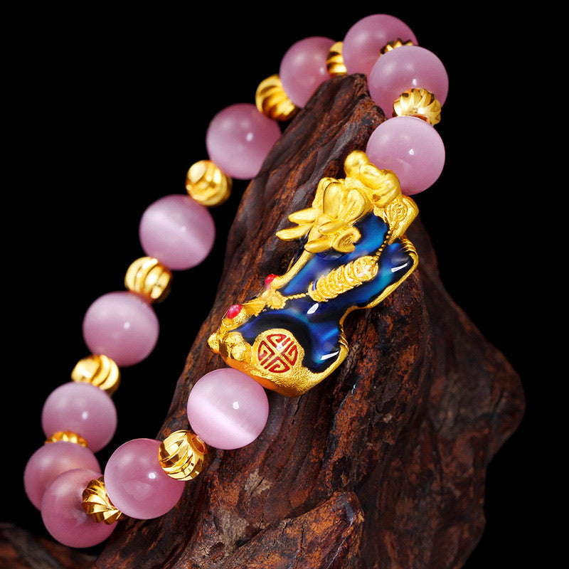 Pulsera de la suerte con ojo de gato Pixiu de Buddha Stones