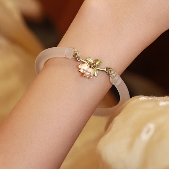Brazalete de pulsera de fuerza de felicidad de flor de lirio de los valles