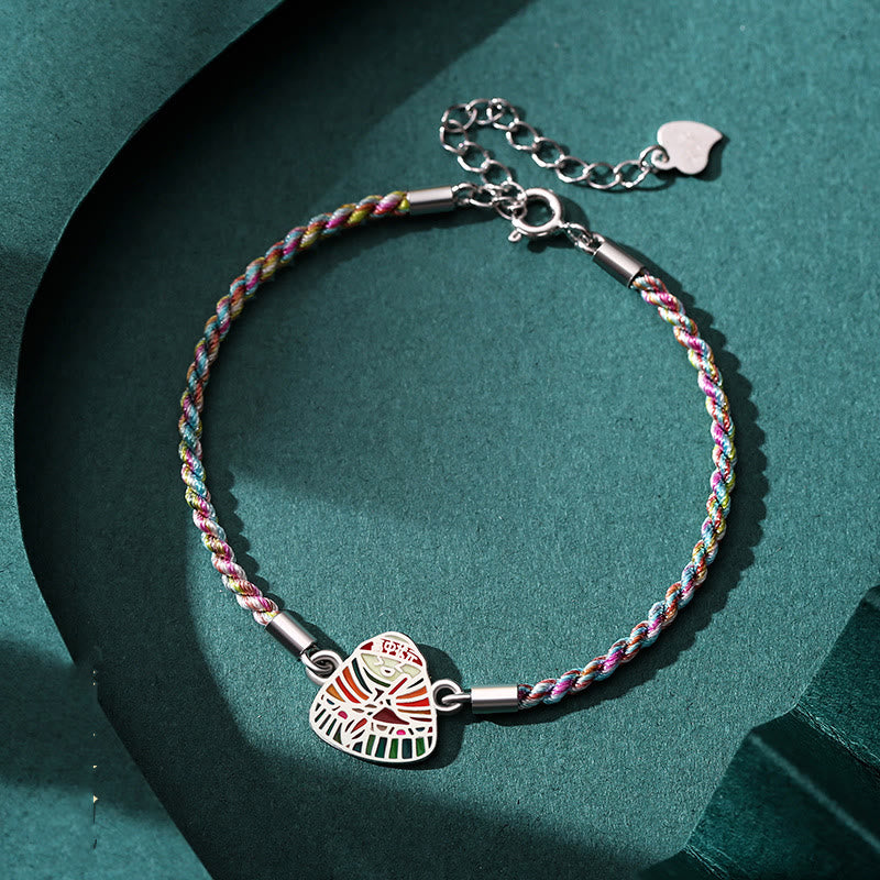 Pulsera hecha a mano multicolor con Buddha Stones de plata de ley 925 con patrón Zongzi de la suerte