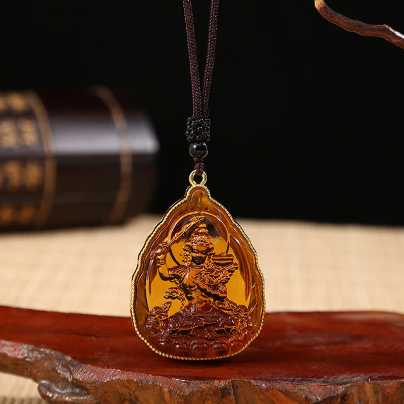 Colgante de collar de serenidad de cristal Liuli de Buda tibetano - Buda naranja - image 11