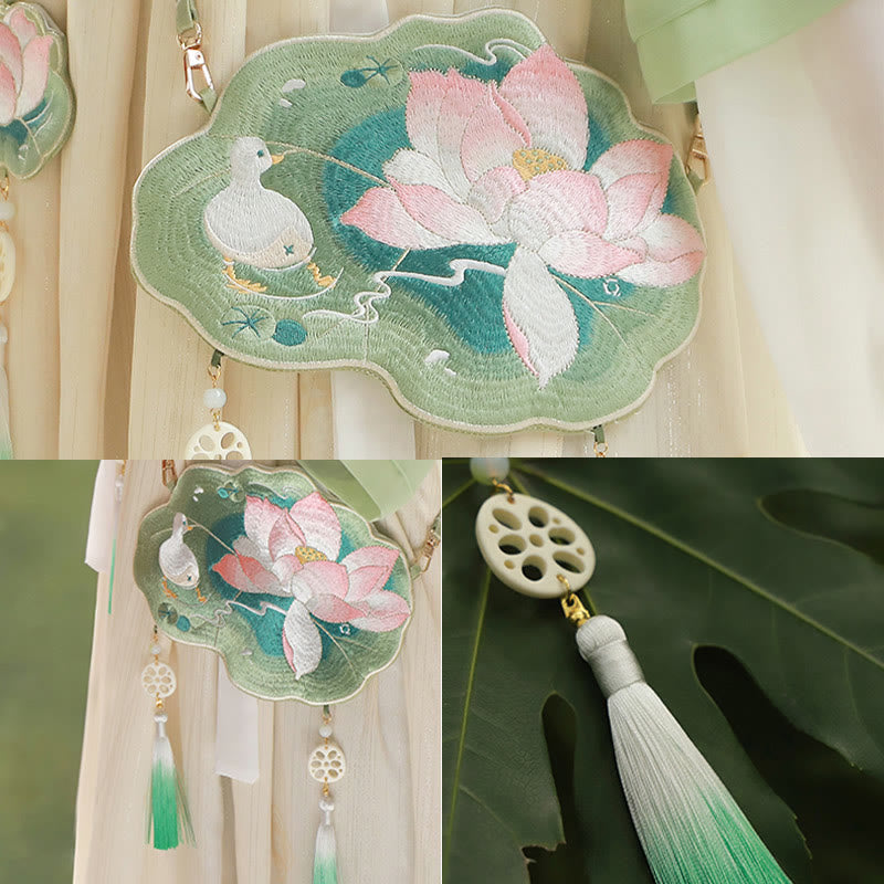 Buddha Stones suerte bordado loto Koi pez conejo flor Hanfu bolso bandolera bolso de hombro - image 6