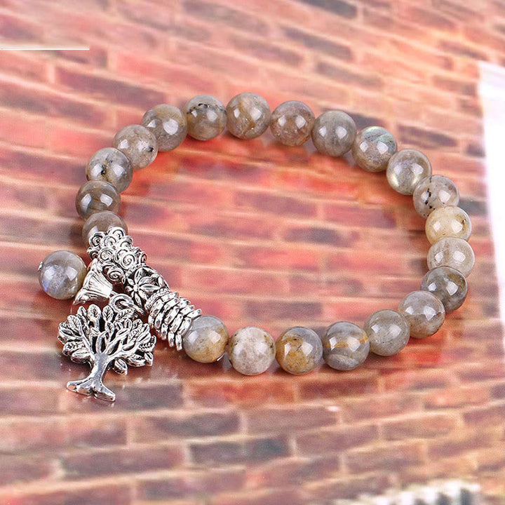 Pulsera elástica con amuleto de la suerte, árbol de la vida, Buddha Stones