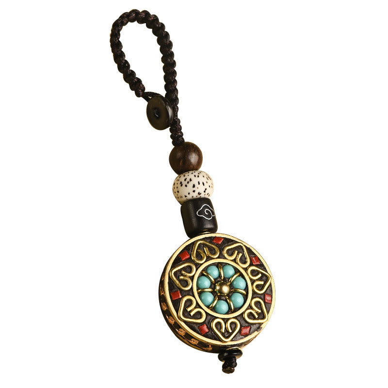 Llavero de paz con Buddha Stones tibetanas Om Mani Padme Hum Bodhi Seed
