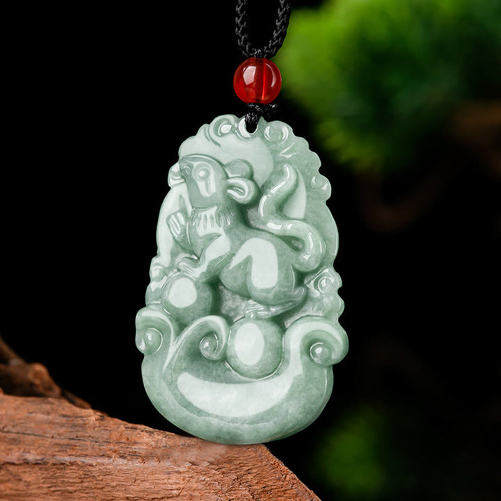 Buddha Stones Jade verde natural 12 Zodíaco chino Suerte Prosperidad Collar Colgante - image 2