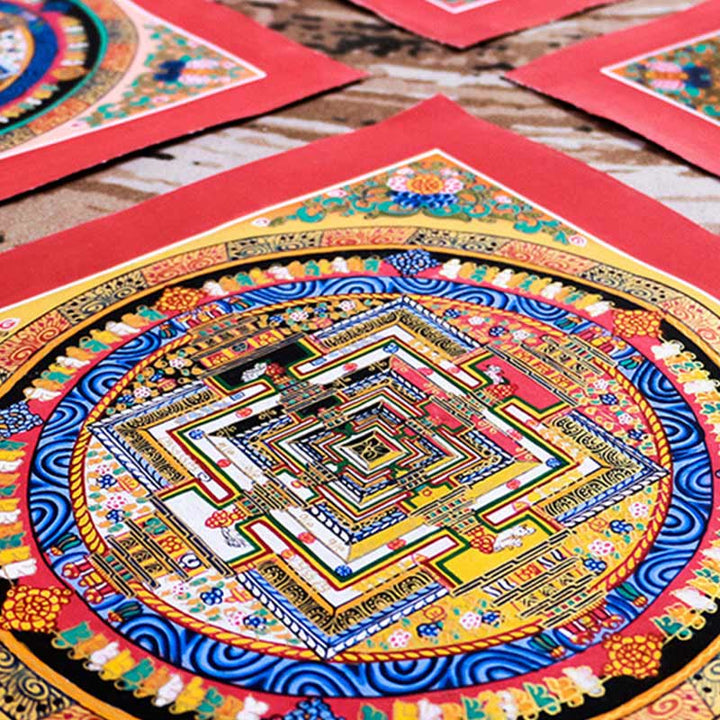 Caja ciega con pintura de Mandala Thangka hecha a mano tibetana, patrón de Color aleatorio