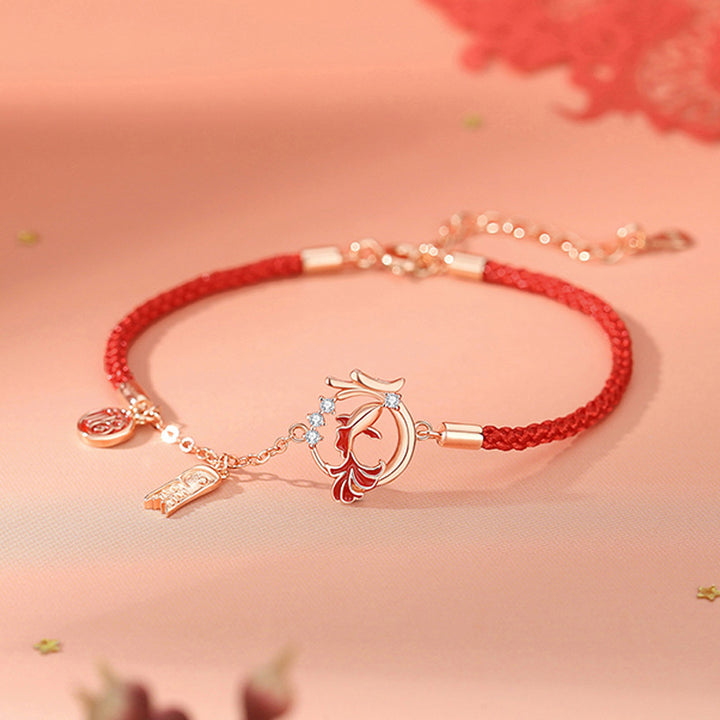 Collar con colgante de plata de ley 925 con Buddha Stones, diseño del año del dragón, pez Koi, Fu, personaje de la suerte