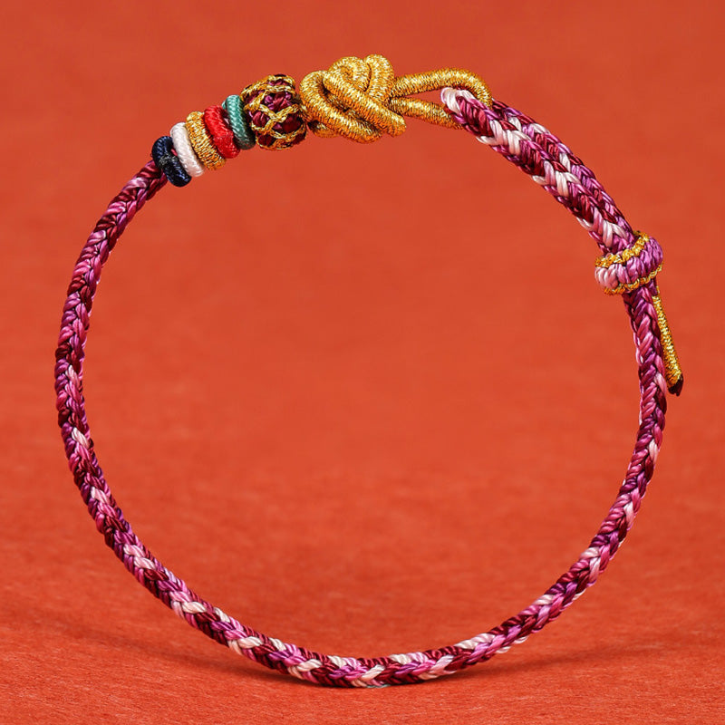Pulsera de cuerda trenzada de protección de cuerda colorida Dunhuang hecha a mano con Buddha Stones
