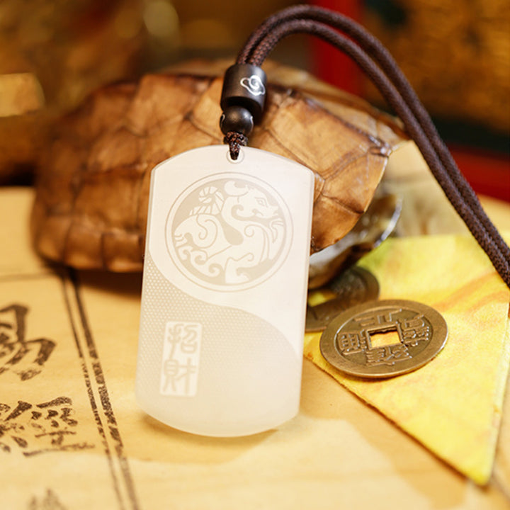Colgante de collar de protección de la suerte de Jade blanco PiXiu Yin Yang - image 6