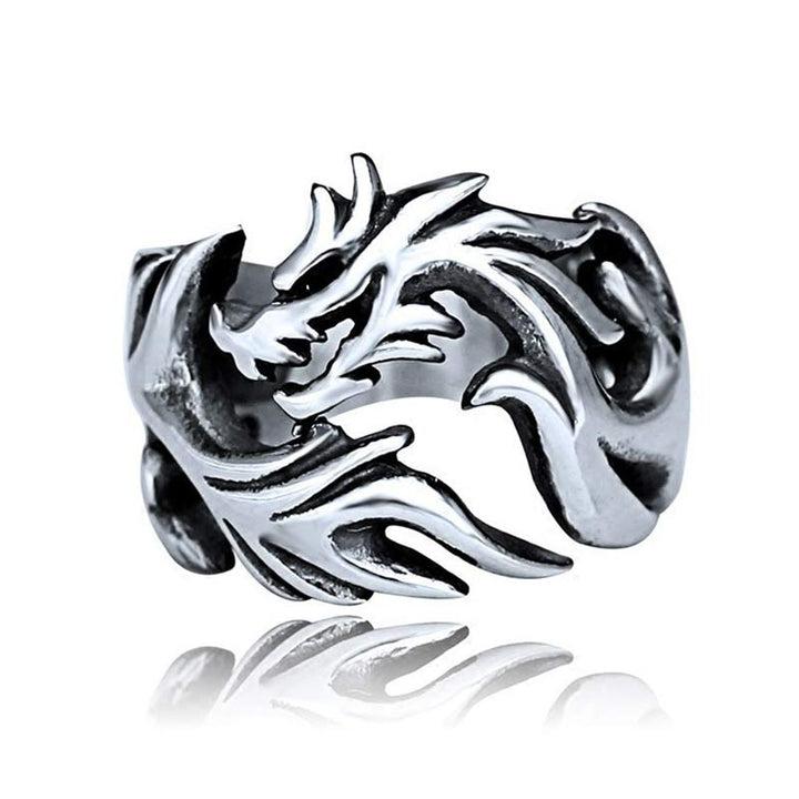 Anillo ajustable de fuerza de protección con patrón de dragón de Buddha Stones