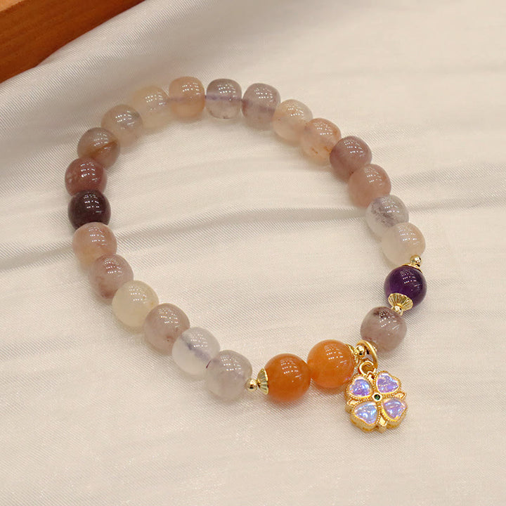 Pulsera de la riqueza del encanto del grano de la flor violeta del jade de la seda dorada púrpura natural de las Buddha Stones